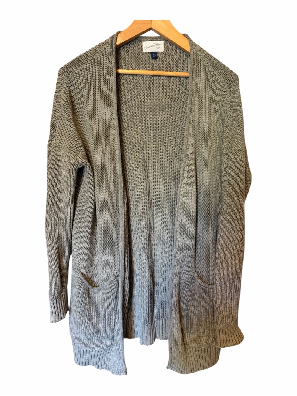 Universal Thread Olive Gray Open-Front Knit Cardigan